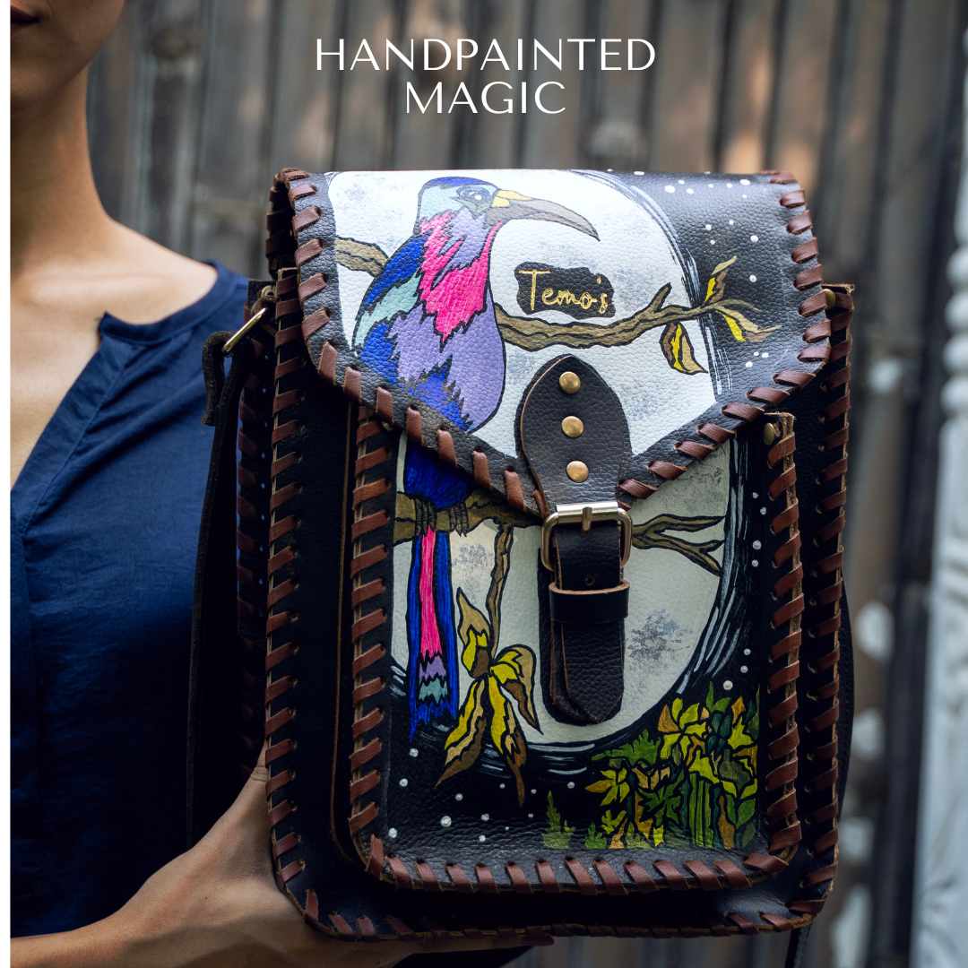 Custom Painted Crossbody Handbag