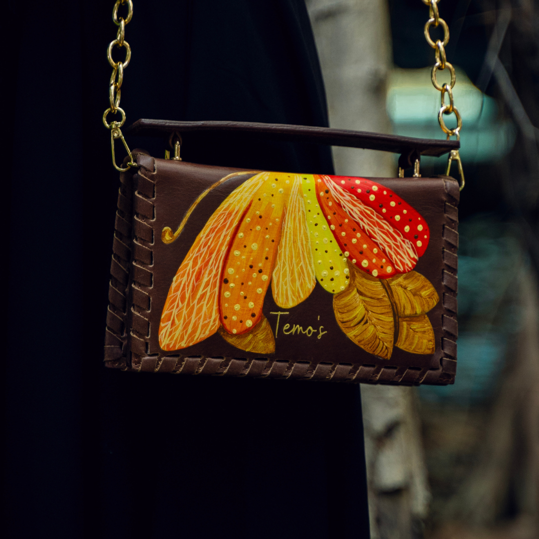 Bursting Butterflight - Hand Painted Premium Leather Cross Body Bag